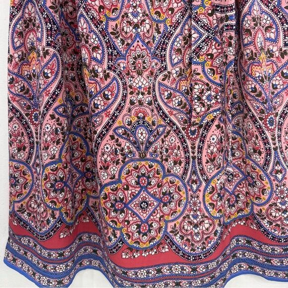 Talbots Majestic Medallion Floral Ruffle Cap Sleeve Tie Waist Pinafore Dress - Picture 13 of 16